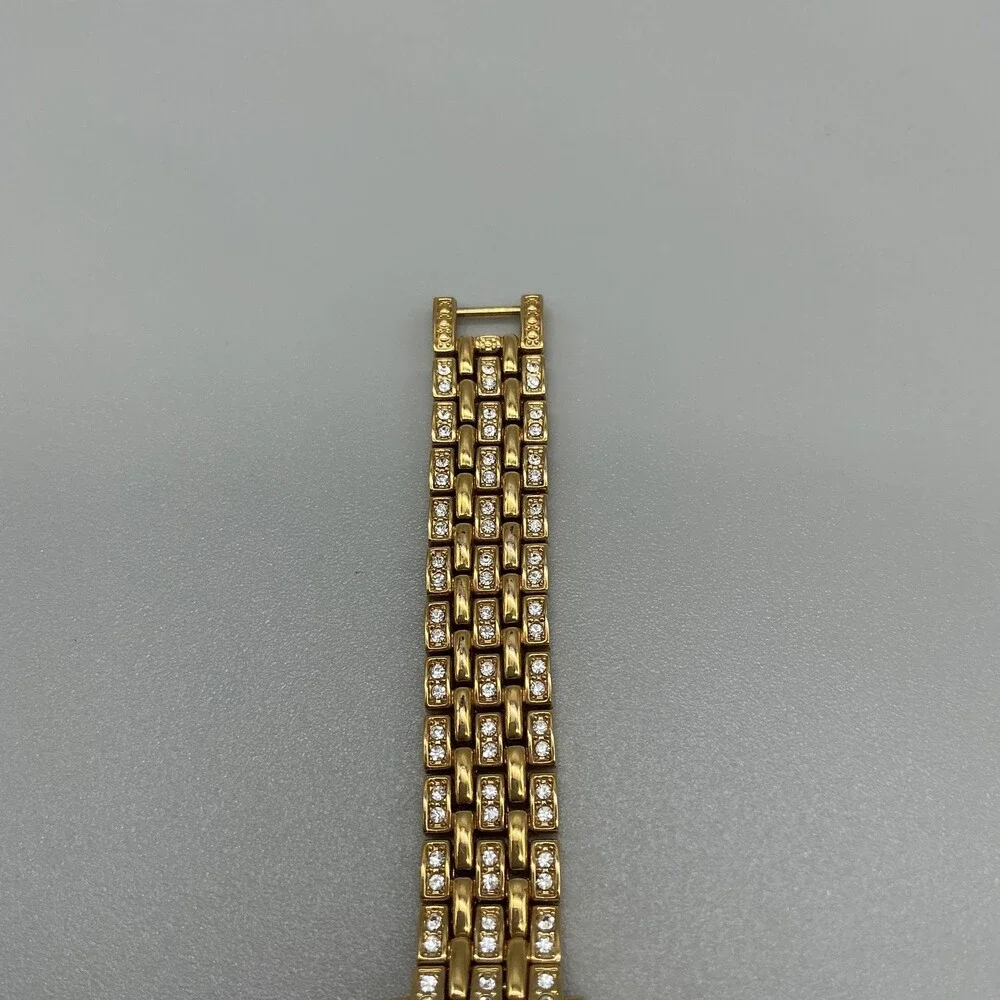 Nolan Miller Womens Watch 23mm MOP Dial Gold Tone Crystals New Battery 6.25